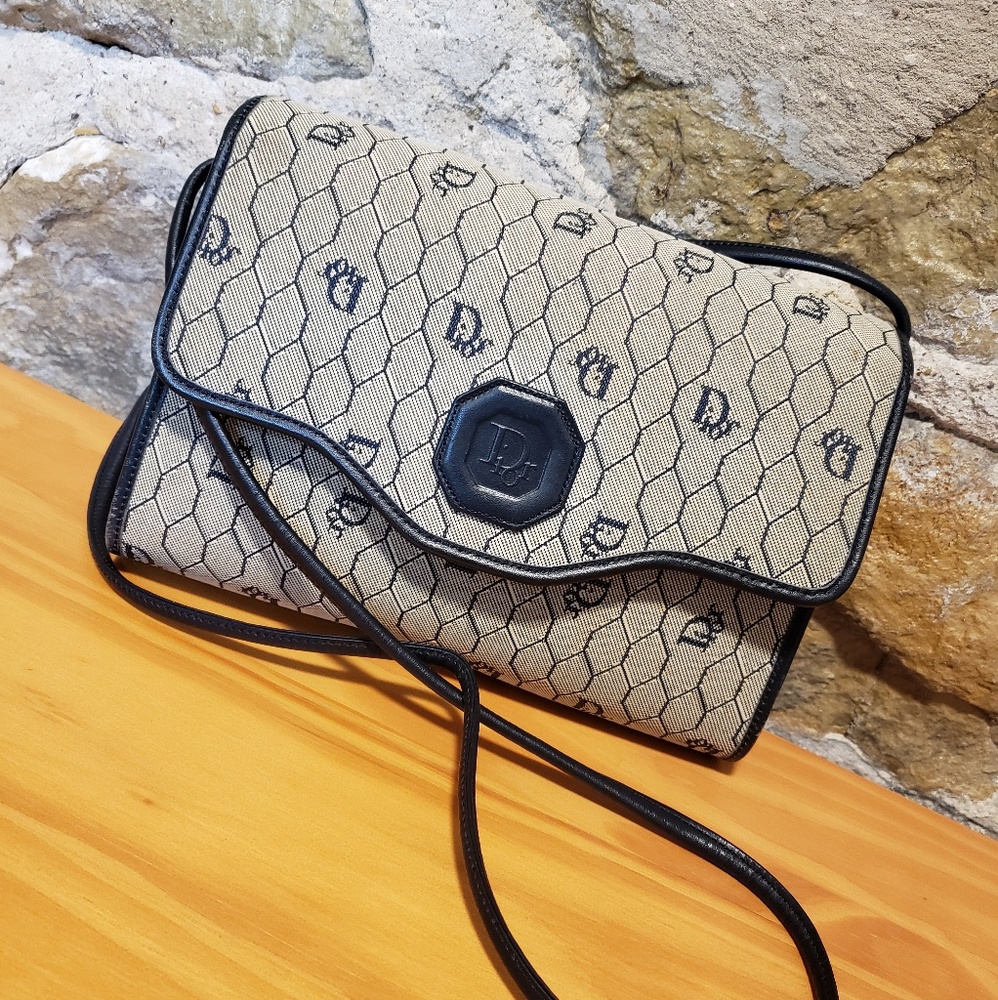 Christian Dion signature blue vintage crossbody